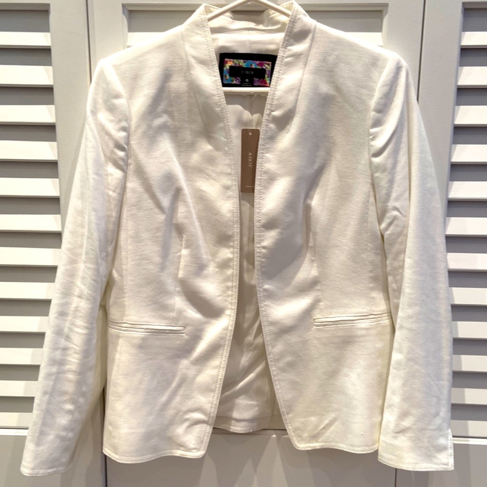 NWT J.Crew blazer, white cotton size 6